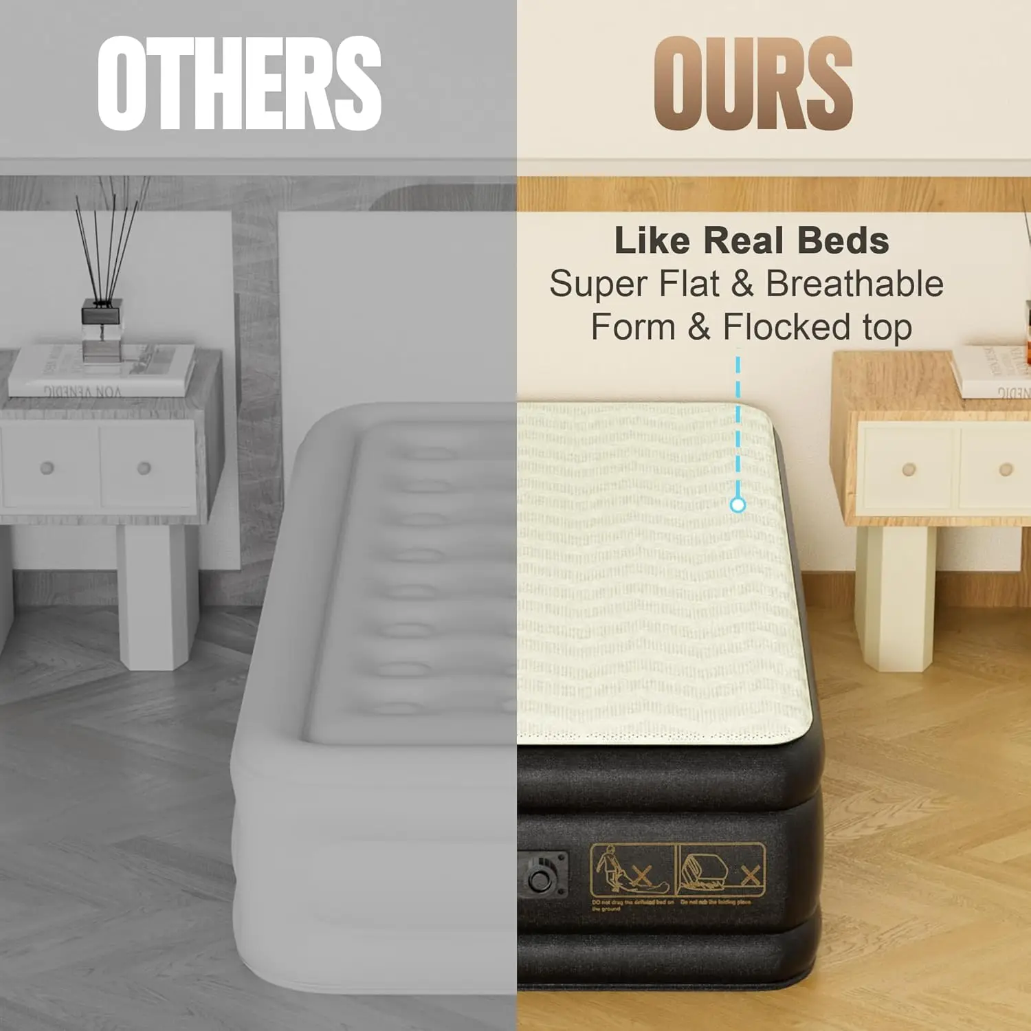 Twin Air Mattr With Built-In Pump,18'' Foam Topper Inflatable Mattress,Luxury Blow Up Mattr 2 Mins Self-Inflation/Deflation -