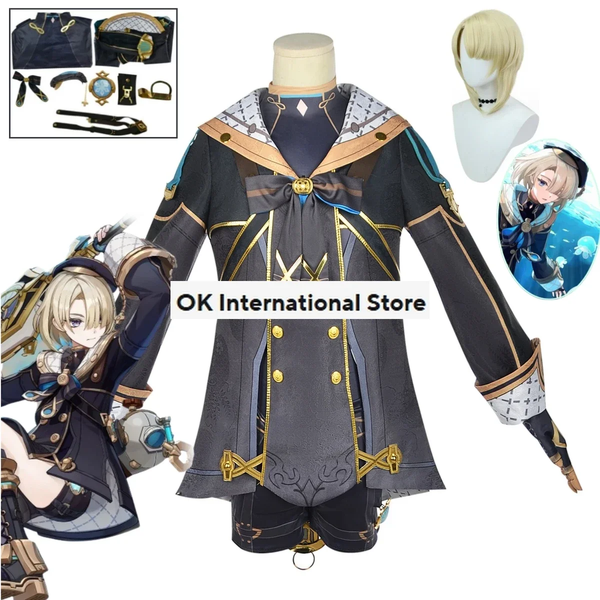 Anime Game Genshin Impact freninet Hat Outfit Costume Cosplay women's Halloween Carnival Carnival Party Anime Performance Set