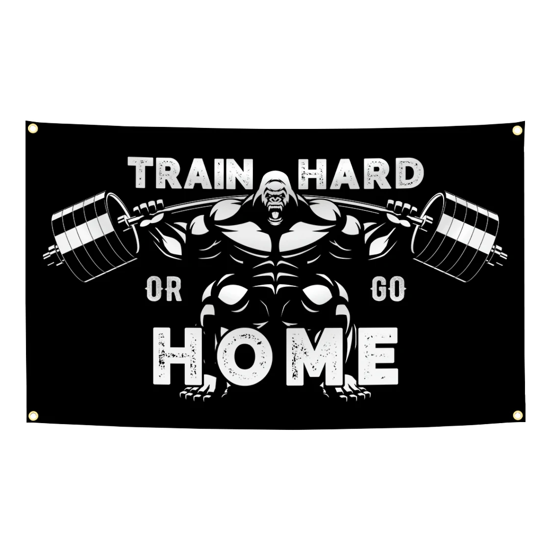 Train Hard Or Go Home Fitness Quote Flag 3x5 Ft Polyester Banner With Brass Grommets For Gym Man Cave Decor