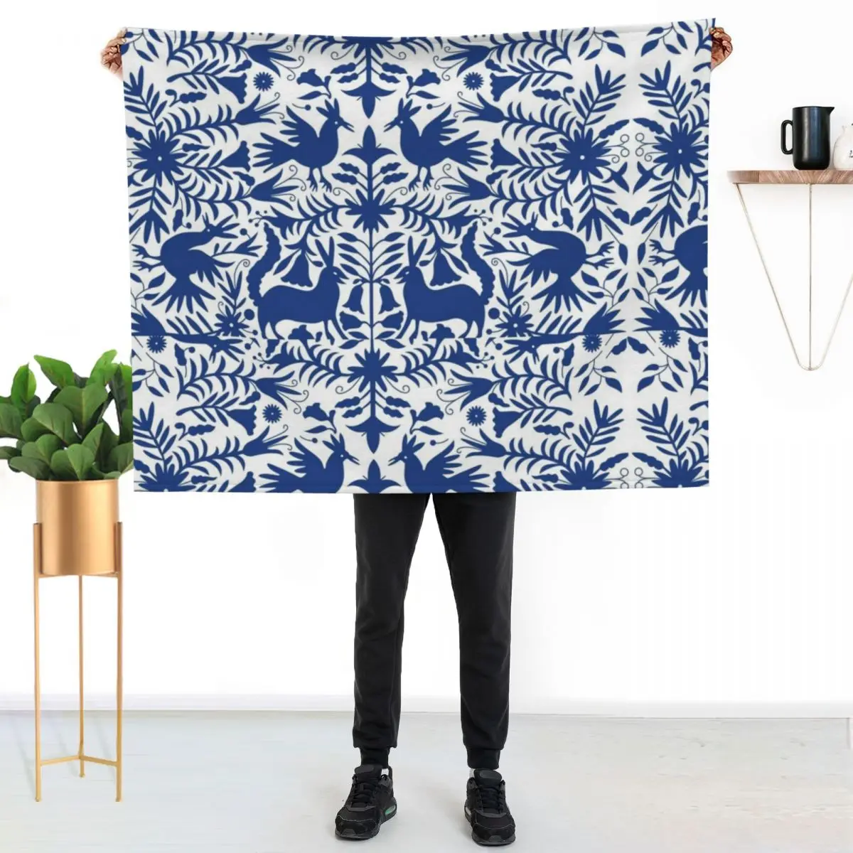 

Otomi Blue Throw Blanket Wrinkle Resistant Lightweight Blanket