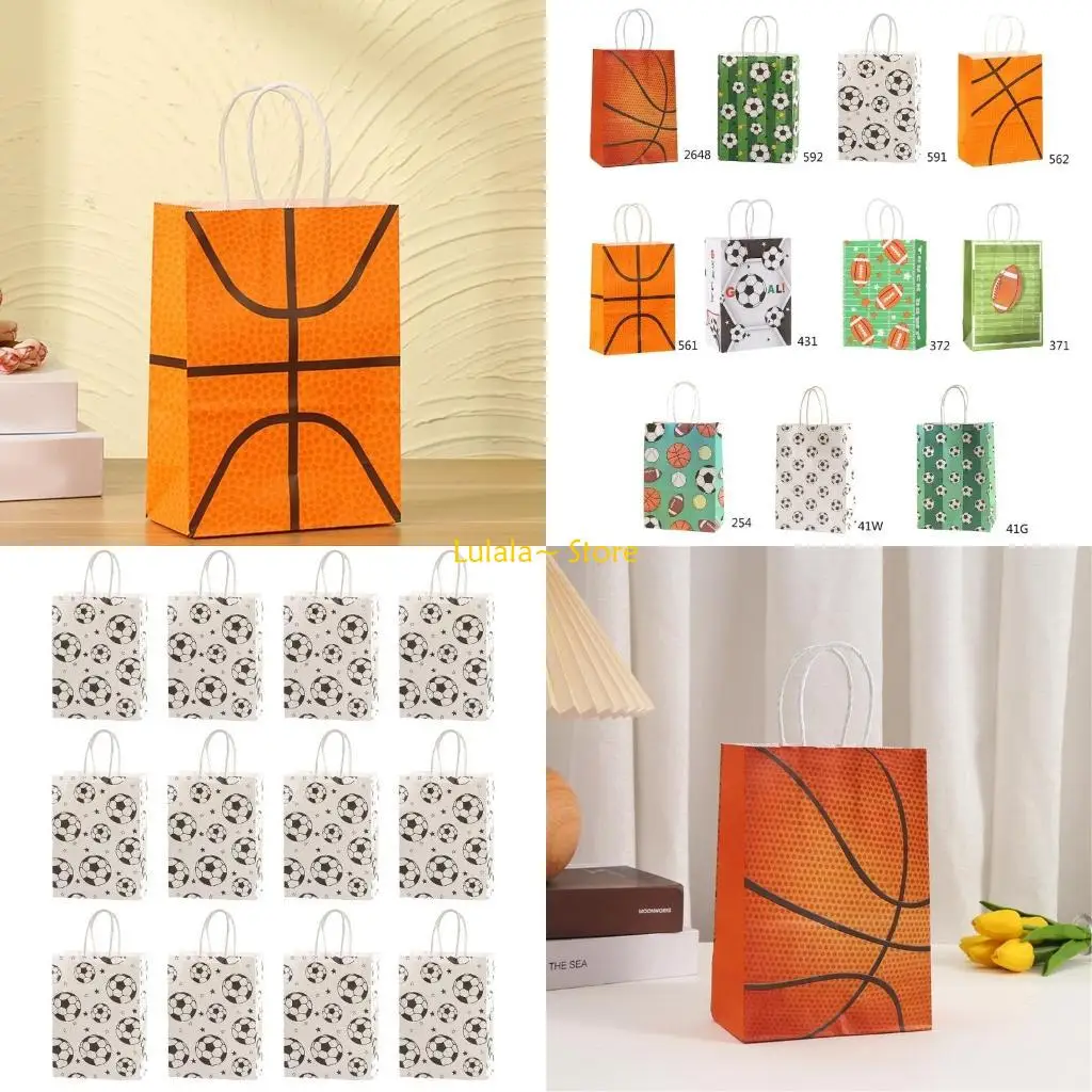 مجموعة أكياس ورقية لكرة القدم Y4QA مكونة من 12 حقيبة هدايا لكرة القدم للأطفال وحفلات أعياد الميلاد وحفلات كرة القدم المدرسية #1