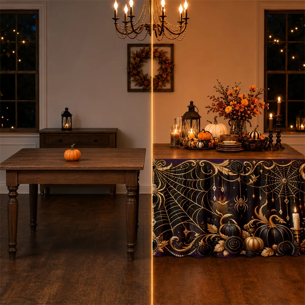 Polyester Gothic Revival Style Elegant Retro Decorative Dining Table for Kitchen Party and Banquet Decoration Table Cover