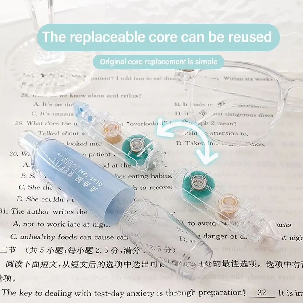 360 Degree Rotation Tip Pen Shape Double Sided Adhesive Replaceable Core Press Roller Glue Tap Scrapbooking Student Stationery