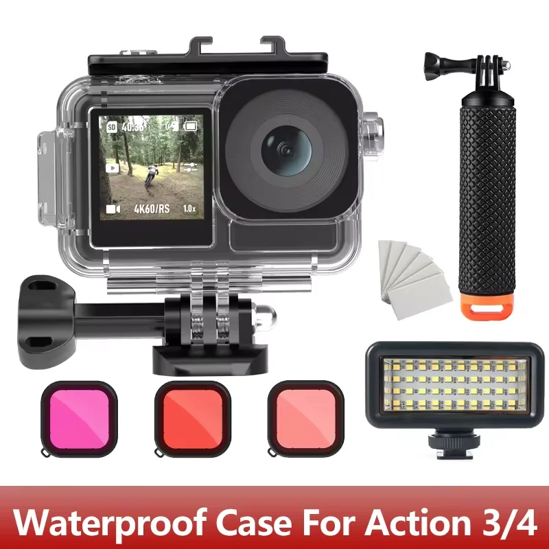 Waterproof Case 40M Deep Diving Underwater Housing Shell for DJI Osmo Action 5 4 3 Action Camera Accessories