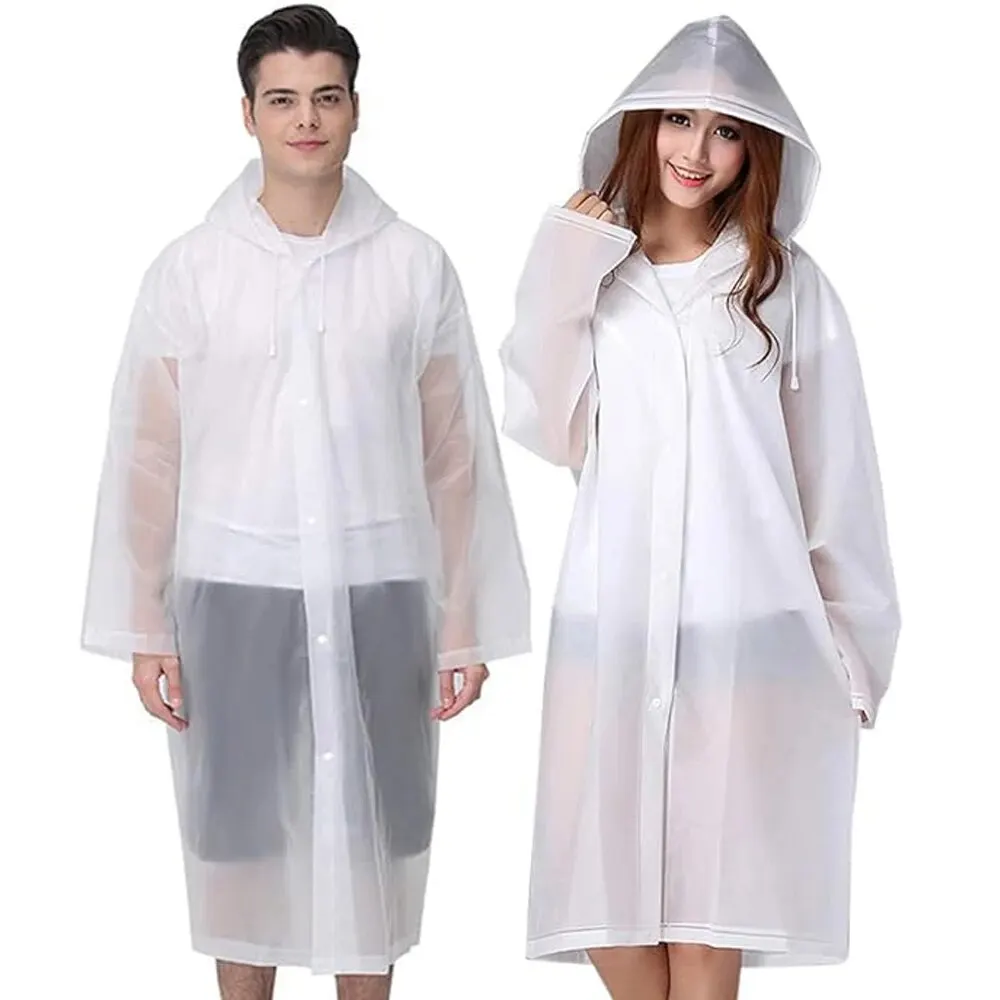 Rain Ponchos for Adults Reusable Raincoats Emergency for Women Men with Hood and Drawstring