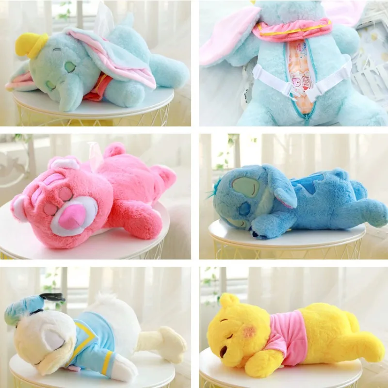 Disney Kawaii Stitch Dumbo Donald Duck Edward Pooh Lotso Bear Plush Toy Doll Cartoon Anime Cushion Pillow Room Decor Peluches