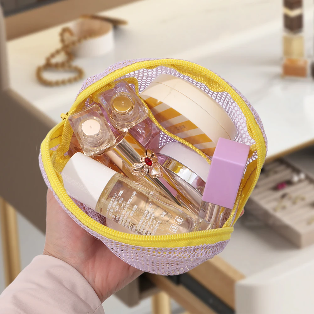 Fashion Dopamine Color Storage Bag Large Capacity Toiletry Mesh Cosmetic Bag Candy Color Coin Purse