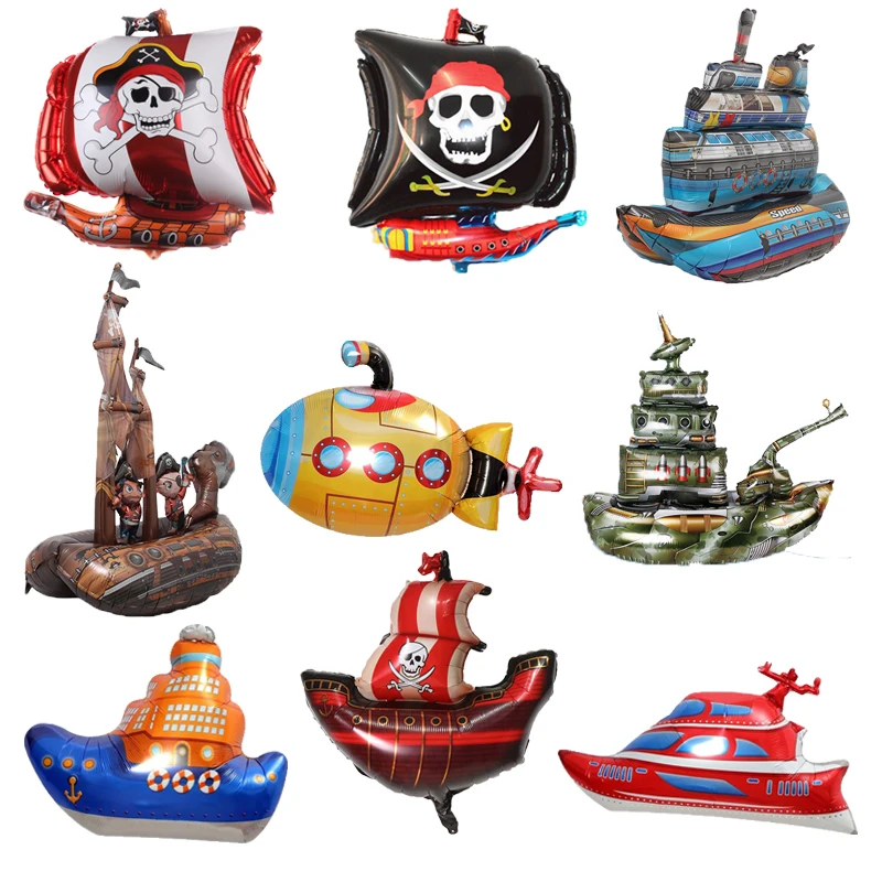 Pirate Ship Yacht Submarine Aluminum Film  Balloon Halloween Party Skull Christmas Decoration Children's Bathing New Year 2024