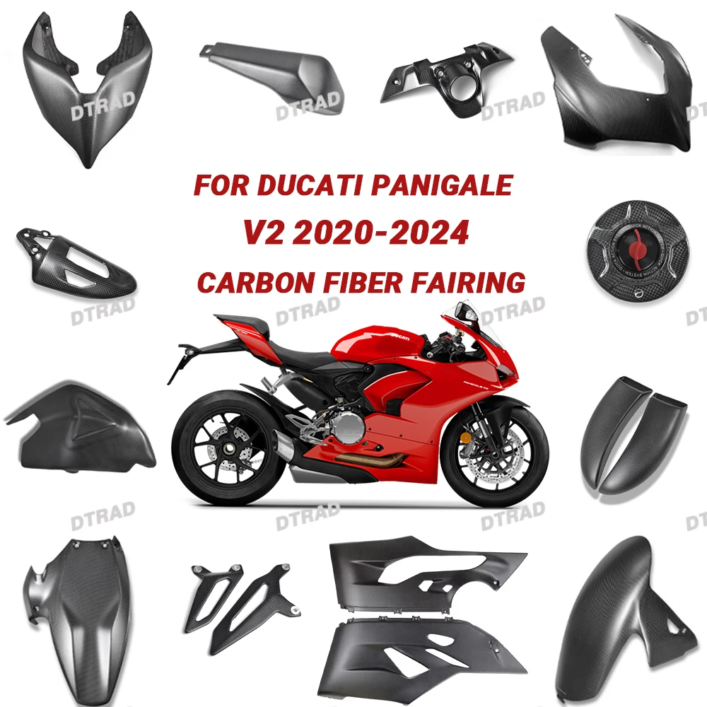 

Carbon Fiber Body Full Fairing Kit Fender Radiator Spoiler For Ducati Panigale V2 2020-2024 Motorcycle modification Accessories