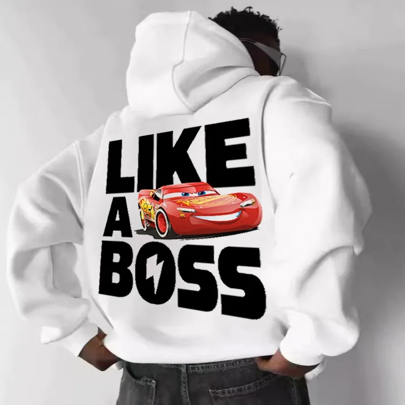 سيارات ديزني لايتنينج ماكوين "كا تشاو! ملابس Y2k بغطاء للرأس مطبوعة برسوم كارتونية ممتعة للجنسين كاجوال فضفاضة بأكمام طويلة #3