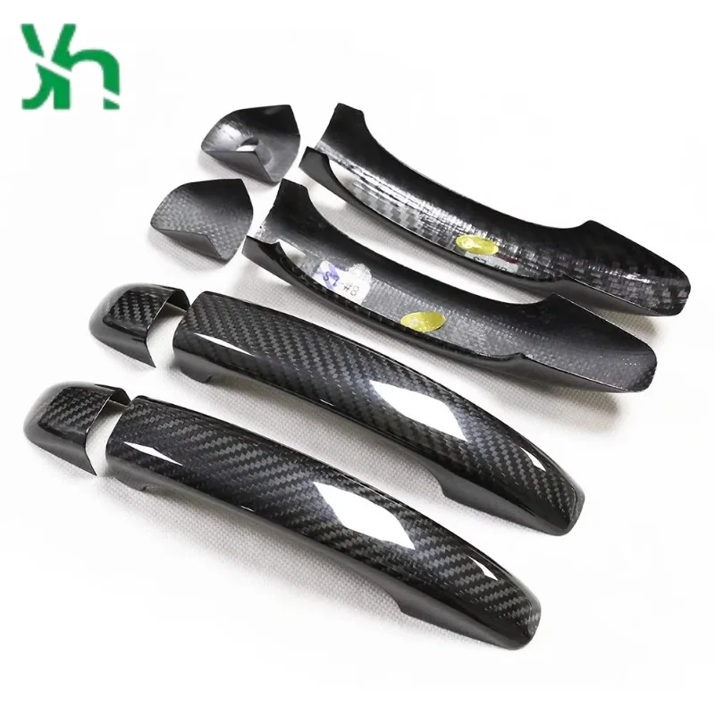 لأودي A4 A5 SQ5 B9 A4 S4 RS4 غطاء مقبض الباب الكسوة ألياف الكربون الجافة غطاء مقبض السيارة مقاومة للخدش سيارة #1