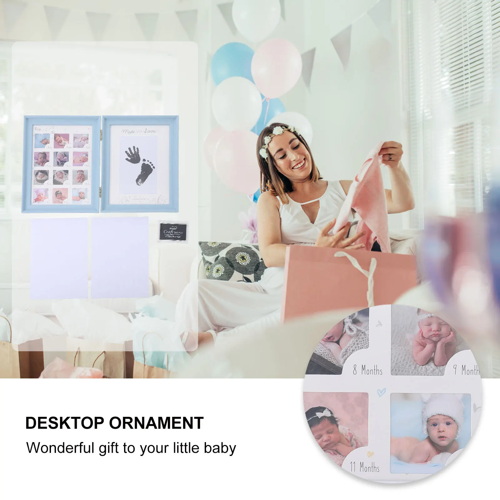 

Фоторамка с отпечатками рук, запись роста ребенка, настольная фоторамка для новорожденных, креативный регистратор роста ребенка