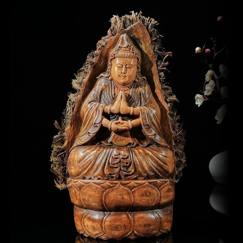 

Solid bamboo root carving Bodhisattva ornament Home decoration Tea room bamboo carving ornament