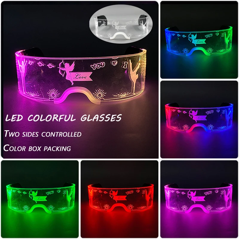 Modische Leuchtende Dekorative Brillen Neon-Licht-Dekoration LED-Sonnenbrille für Nachtclub DJ Tanz Musik Rave Kostüm Nacht