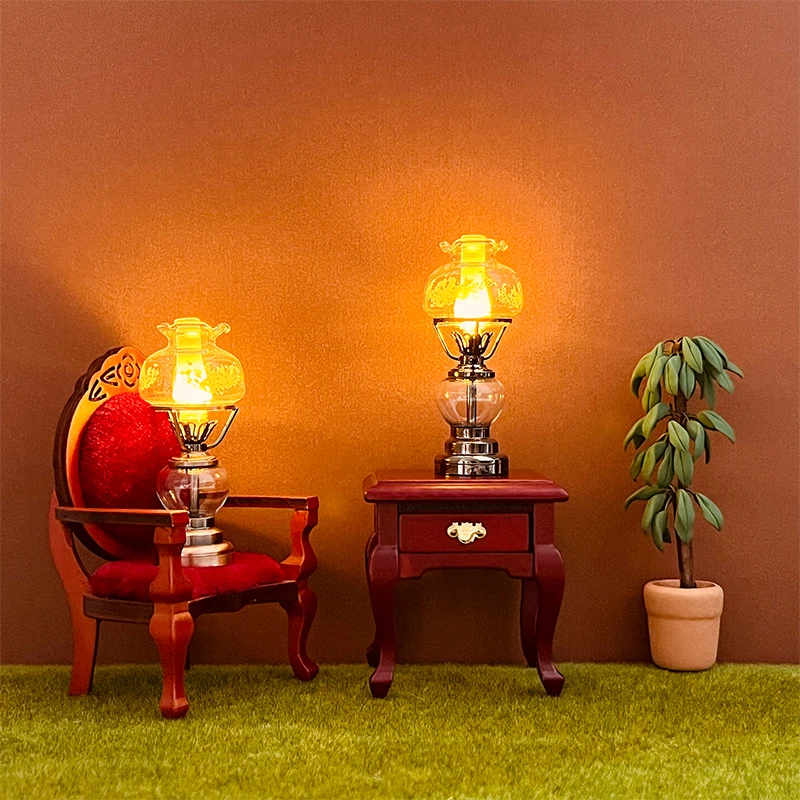 1:12 Dollhouse Miniature LED Light Candlestick Lamp Desk Lamp Home Lighting Model Furniture Decor Toy Doll House Accessories