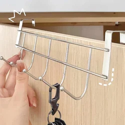 5 Hooks Door Rear Hooks Stainless Steel Hanger Clothes Towel Storage Holder Bathroom Keys Bags Rack Clothes Coat Hat Hangers