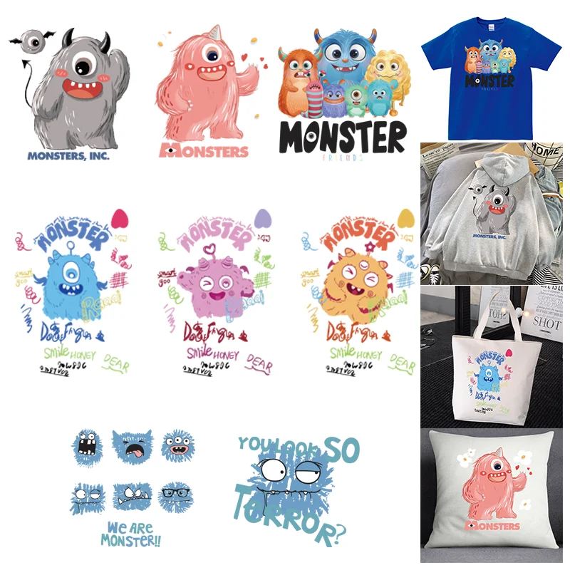 Cartoon Anime Monsters University Pattern Print Sticker，Clothing Thermoadhesive Patches Suitable for Hoodie,T-shirt,pillow,bag.