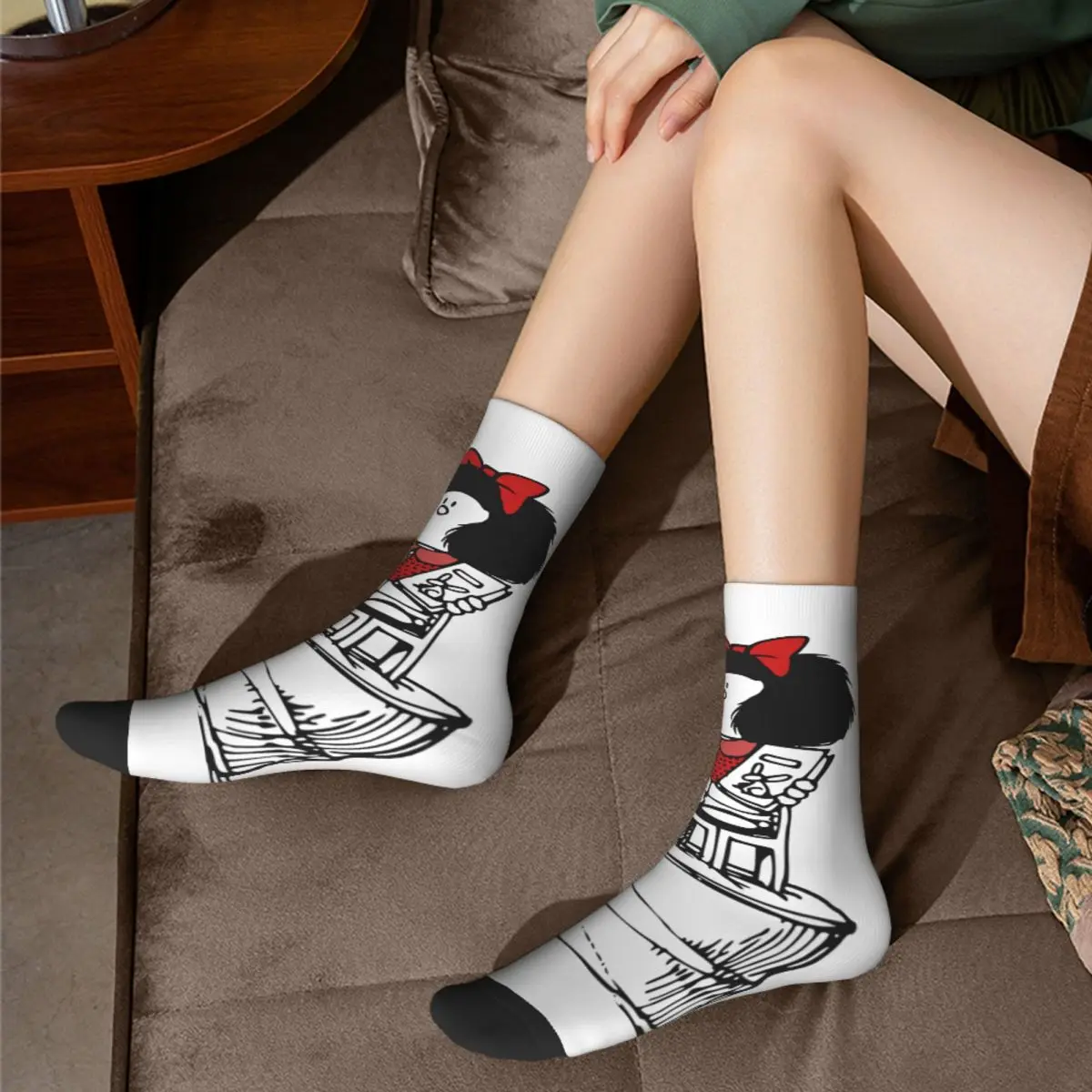 Happy Funny Men's Socks Harajuku Freedom Feminist Mafalda Comic Cartoon Sock Skateboard Women Socks Spring Summer Autumn Winter