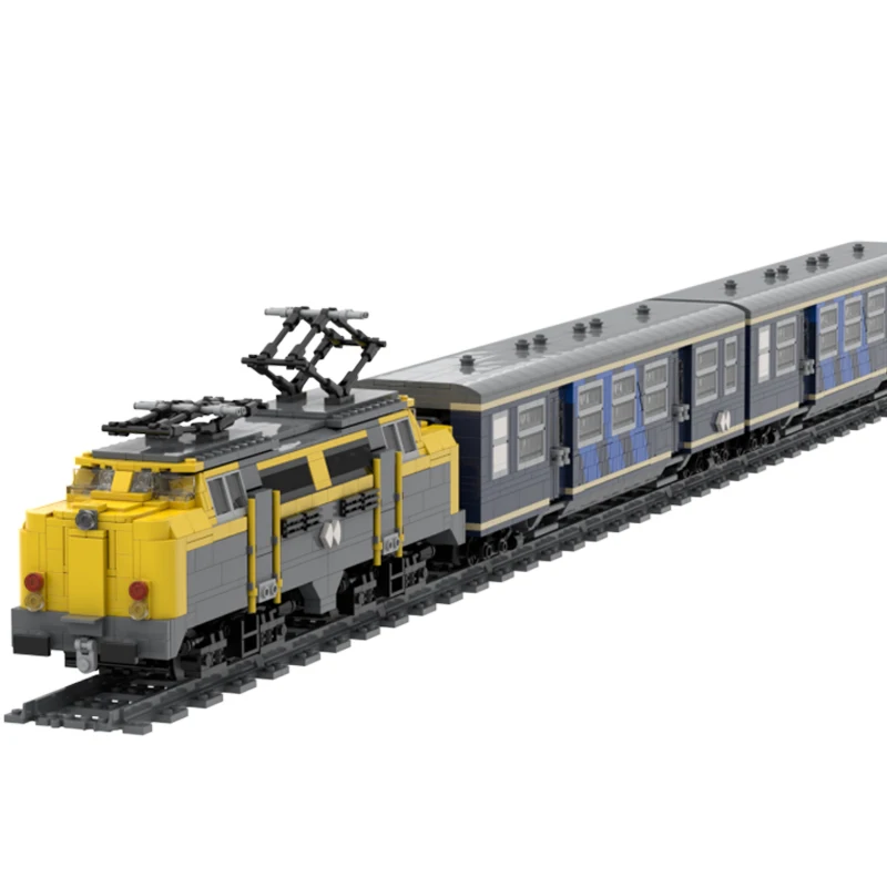 Classic MOC Bricks Dutch Passenger Train Railway Transport Motor Vehicle Model Building Block Experts Show Toys Children's Gifts