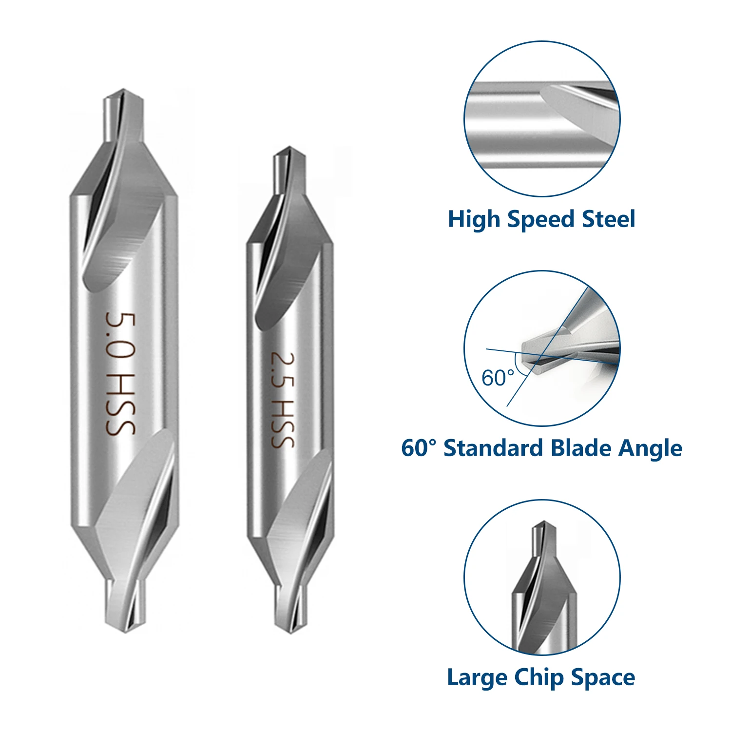 HSS Combined Center Drill Bit 60 Degrees Core Drill Bit 1.0-6.0mm Ti-Coated Countersink Angle Drilling Tool for Wood Metal