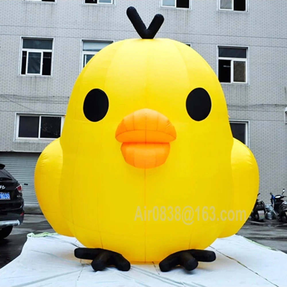 Outdoor Inflatable Chicken for Advertising Inflatable Yellow Chick Cartoon Mascot Chubby Animal Balloon with Blower 3mh