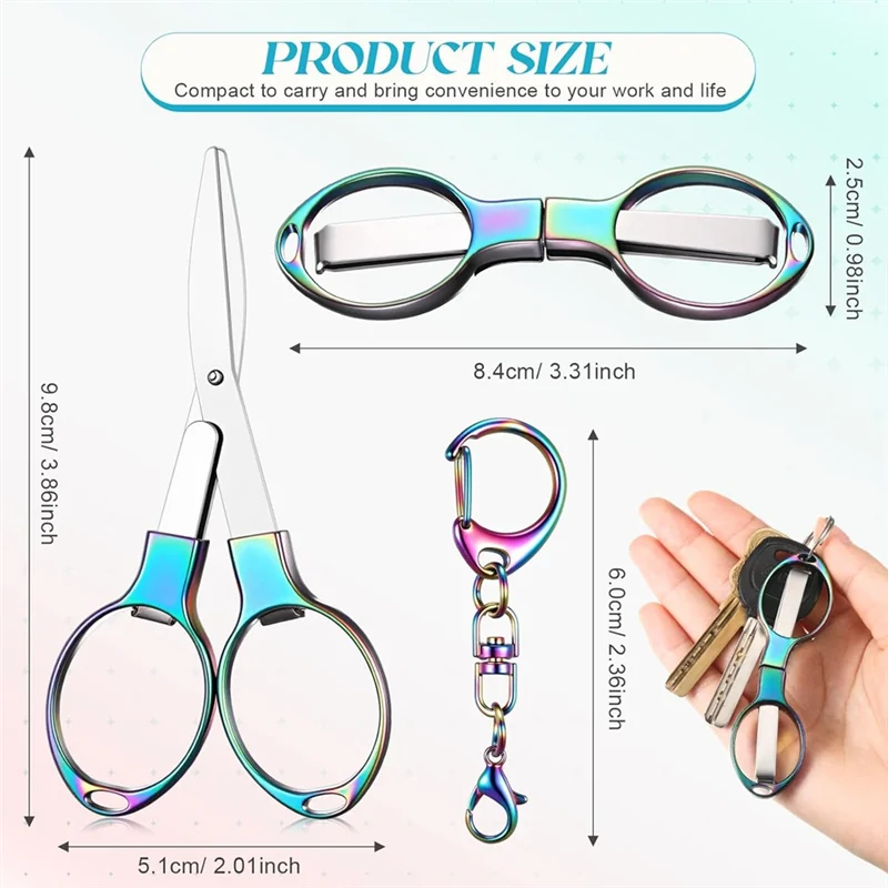 AAAN-Мини портативные складные ножницы из нержавеющей стали 12 шт. с 12 брелками-ножницы безопасности в стиле значка для офиса для медсестры, C