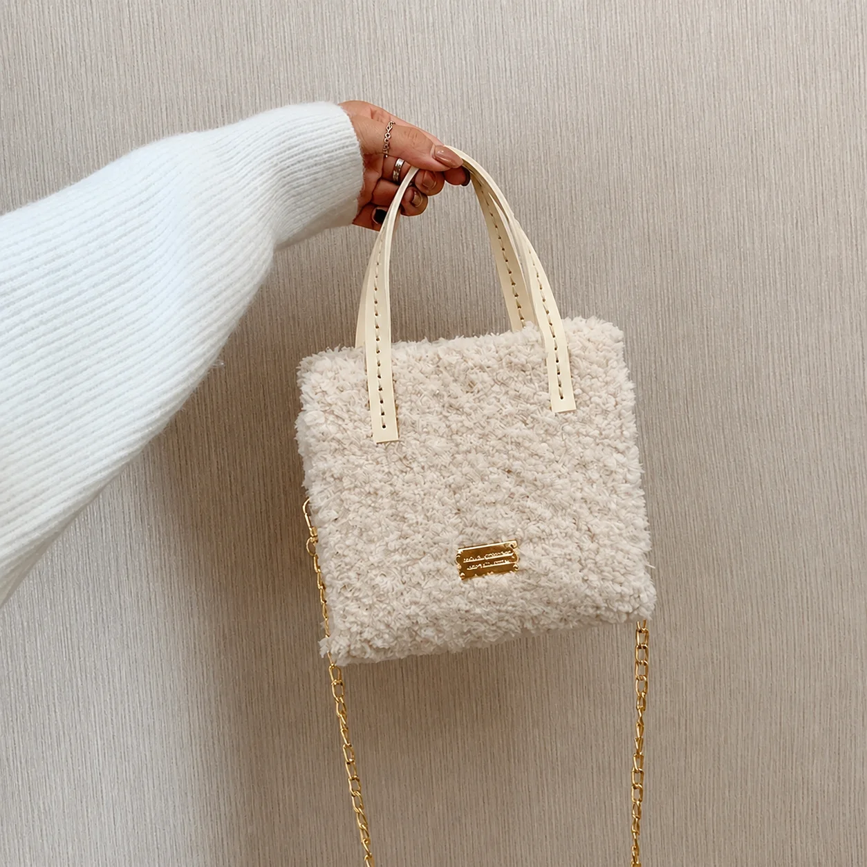 Woven Handbag Handmade Diy Woven Bag Material Kit Vertical Square Bag Multiple Color Fluffy Crossbody Bag For Handmade Gift