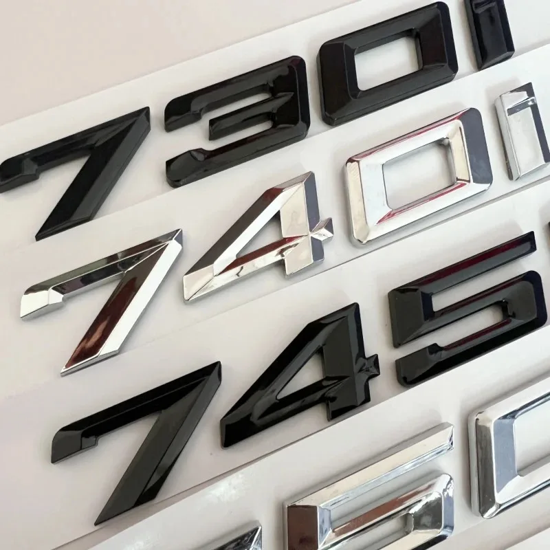 

New Font Numbers Letters 730i 740i 745i 750i 760i Top ABS Emblem for BMW 7 Series Car Trunk Nameplate Logo Sticker Black Chrome