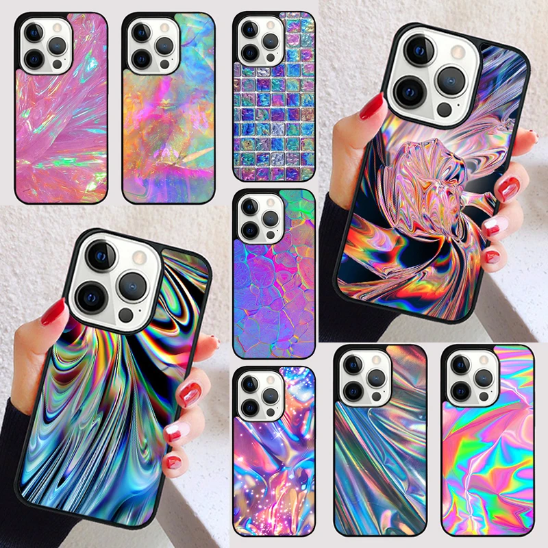 Holographic Iridescent cover For iPhone 15 16 13 12 11 14 Pro Max Mini Max SE 2020 7 8 6S Plus Phone Case