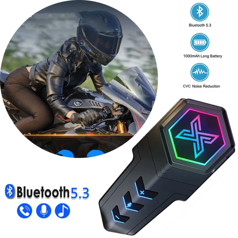 

BT 5.3 Motorcycle Helmet Headset Stereo Wireless Hands-free Call Kit Noise Reduction Waterproof Earphone With Ambient Light