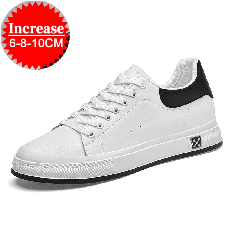 Casual Lift Sneakers Men Elevator Shoes Height Increase Insole 6/8/10cm White Black Taller Shoes Men Fashion Sports Plus Size