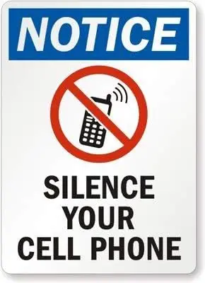 Unoopler Tin Signs Notice - Silence Your Cell Phone (with No Cell Phone Graphic), Metal Sign, 8