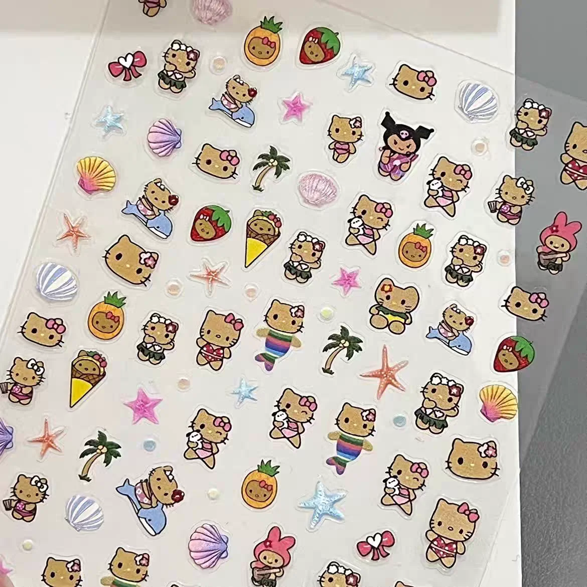 1 Vel Zwarte Kat Sticker Oceaan Hawaii Tyrande Vakantie Stijl Specerij Meisjes Nagel Sticker Strand Zeemeermin