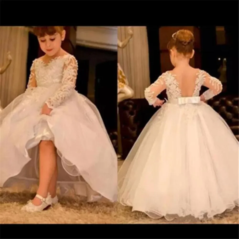 White/Ivory Flower Girl Dresses Princess For Weddings Birthday Party Lace First Communion Dress Special Occasion Pageant Dress