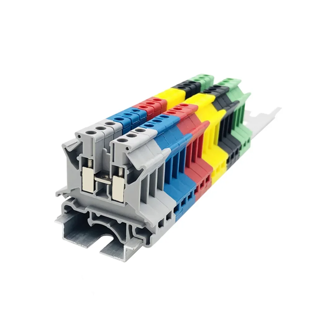 10Pcs UK2.5 Din Rail Terminal Block UK2.5B Universal Screw Connection Connect Strip 2.5B 2.5mm² Cable Electrical Wire Connector