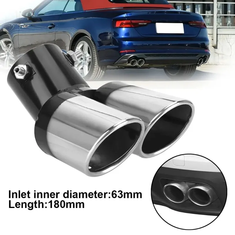 

Universal Curved 2PCS Outlet Car Exhaust Trim Muffler Pipe Tail Car Decoration Chrome Tail Pipe Stainless Steel Car Styling