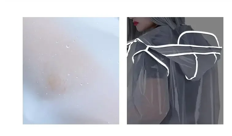 Transparent Raincoat Reflective Strip Plastic Work Night Outdoor Long