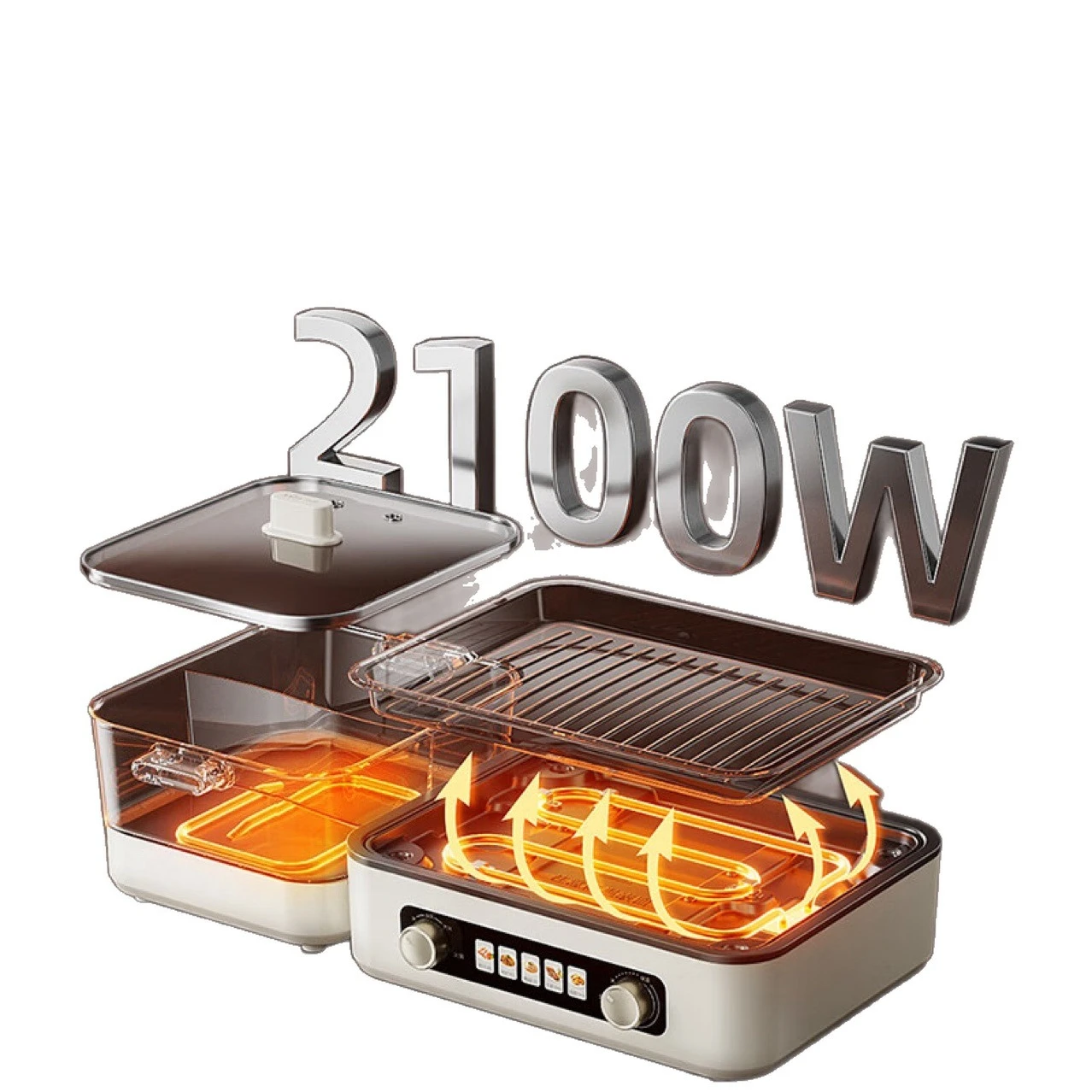 Stacked Pot Electric Oven Roast Household Dual-purpose Hot Pot Roast And Rinse Integrated Multi-functional Cooking Pot