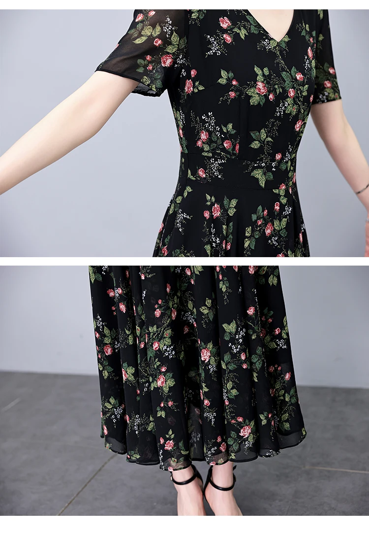 Vestido Floral de gasa para mujer, ropa elegante con cintura delgada, 2024