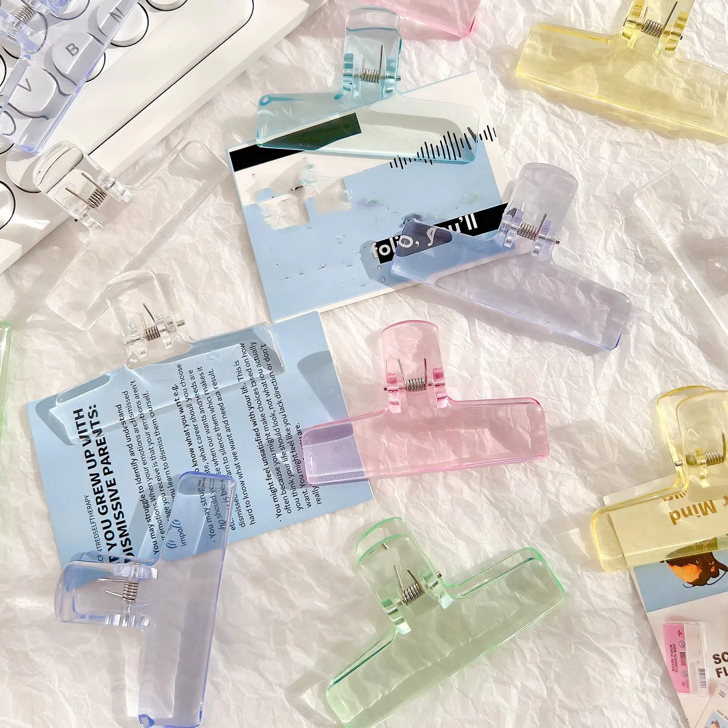 Transparent Pastel Color Binder Clips Multipurpose Paper Clamps Document Notebook Ticket Clips Office School Stationery