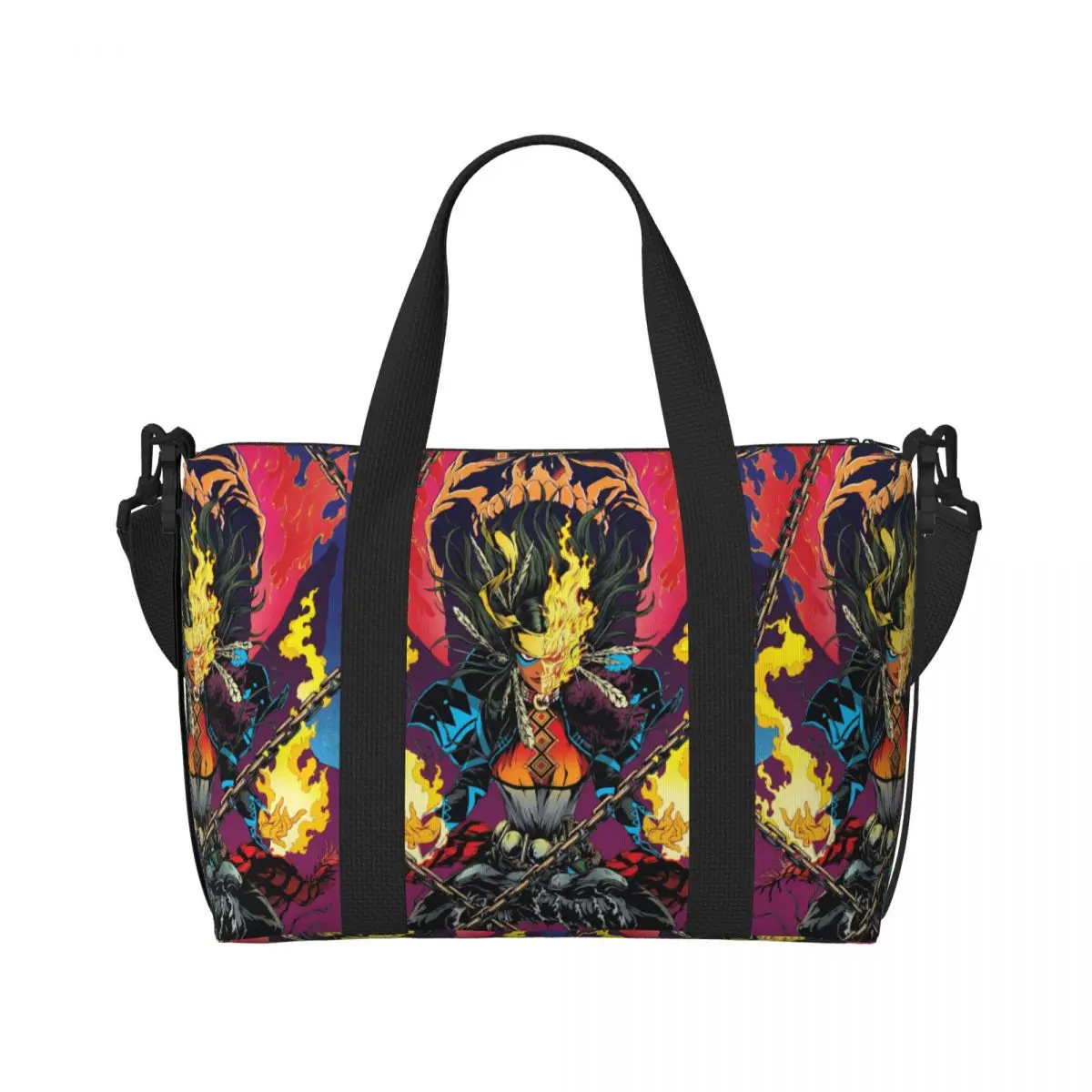 Custom Comics Sorcerer Suprehero Beach Tote Bag for Women Extra Large Gym Carry On Ghost Rider Travel Shopping Bags