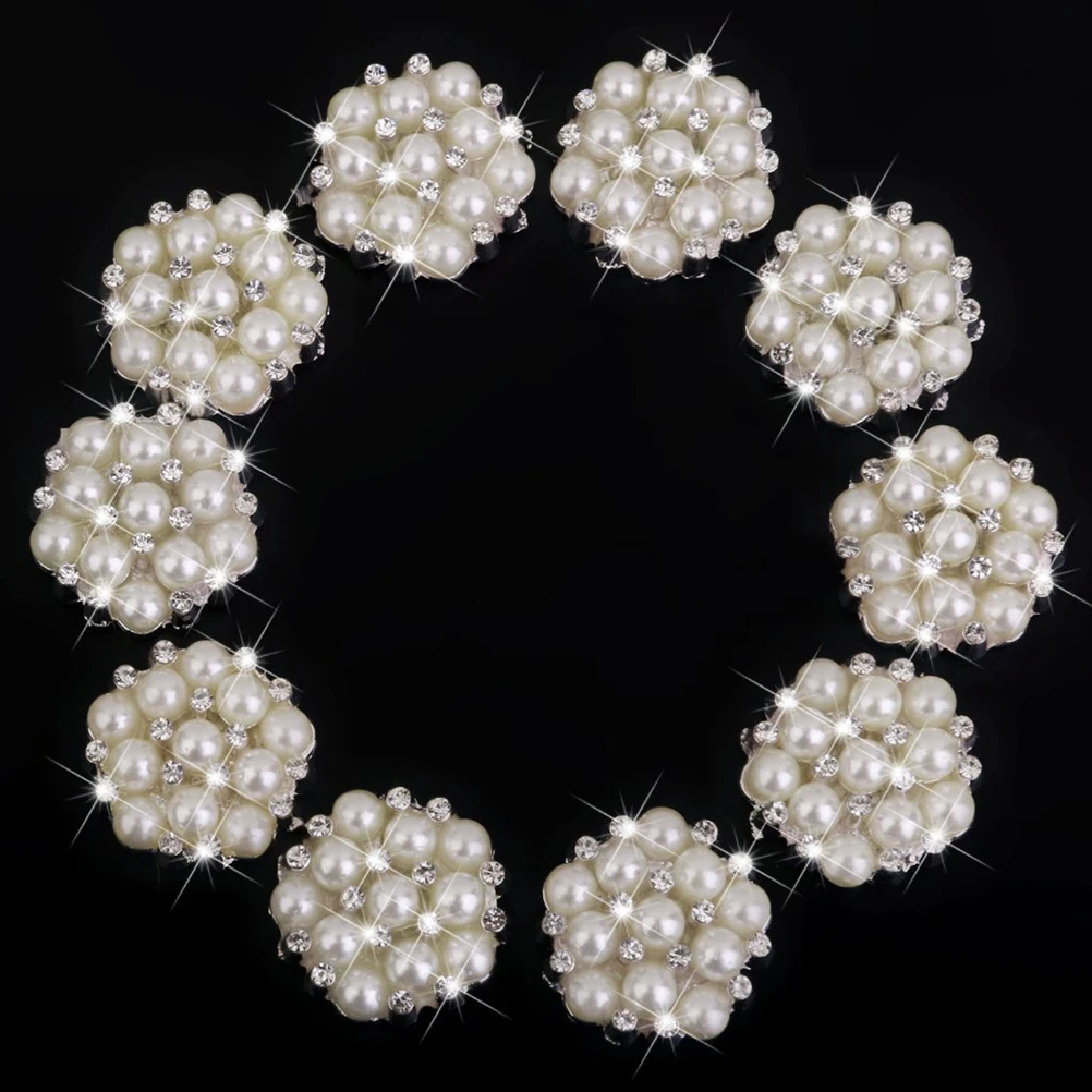 

10 Pcs Decorative Buckle Hairband Embellishment Decoration Rhinestone Glue Pearl
