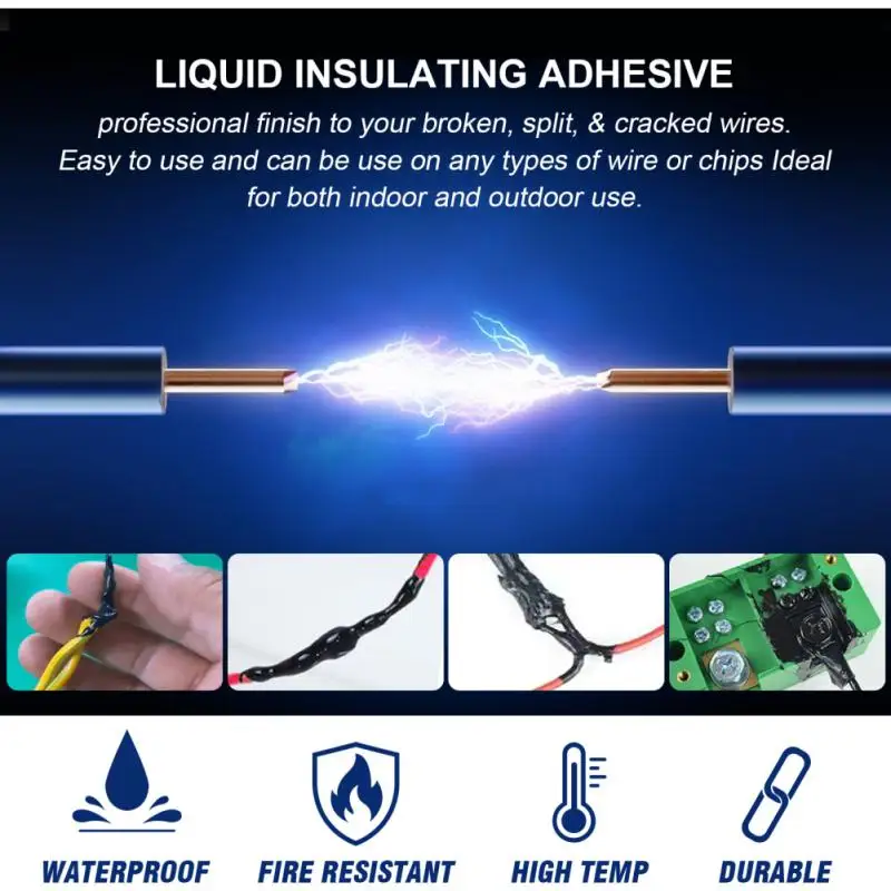 Liquid Insulating High Temperature Glue Electrical Wire Cable Coat Fix Line Glue Waterproof Lamp Board Sealant Liquid Tape Paste