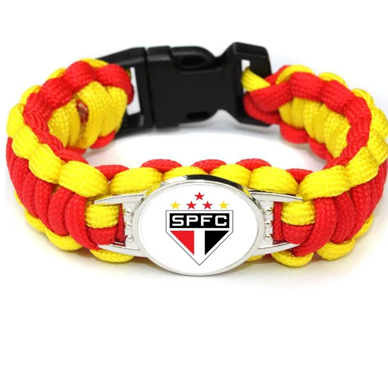 1PC Sao Paulo Football Club Brazil Logo Charm Paracord Bracelet 550 Rope Survival Braided Rope Escape Bracelet Dropshipping