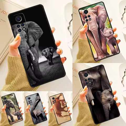 Cute Elephant With Baby Case For Samsung Galaxy S24 Plus S23 S20 S21FE Lite S22 Ultra Note 20 S8 S9 S10 Phone Coque
