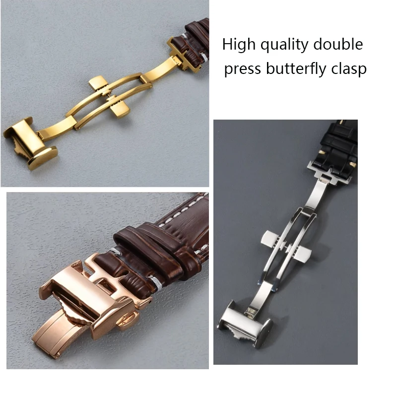 For Longines L2 L3 L4 L5 Watch Strap Buckle Accessories Rose gold  Folding Buckle Double Press Butterfly Clasp 14mm 16mm 18mm