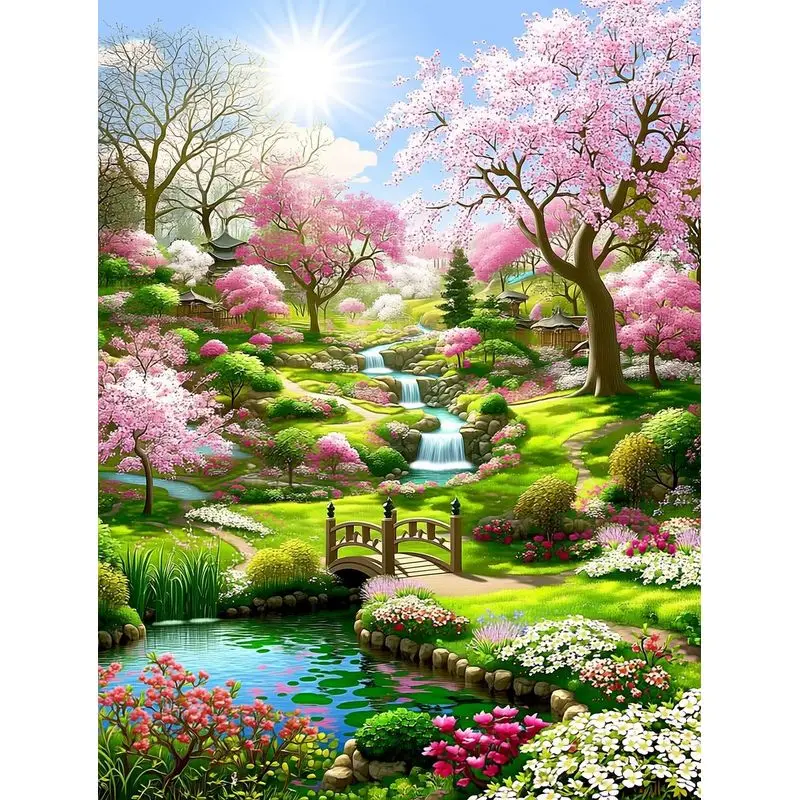 CHENISTORY Malen nach Zahlen Rosa Baum-Sets für Erwachsene, handgemalt auf Leinwand, DIY-Malen nach Zahlen, Heimdekoration