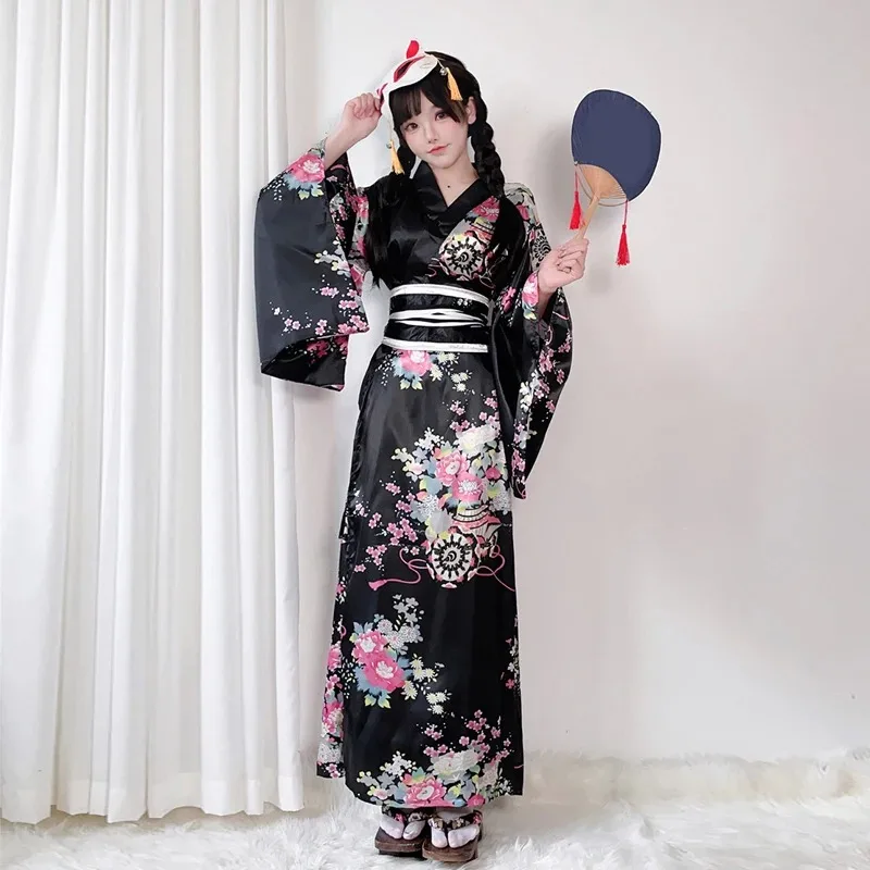 Cute Japanese Kimono for Women Yukata Plus Size Kawaii Anime Cosplay Sauna Bathrobe Halloween Costumes Party Performance Geisha