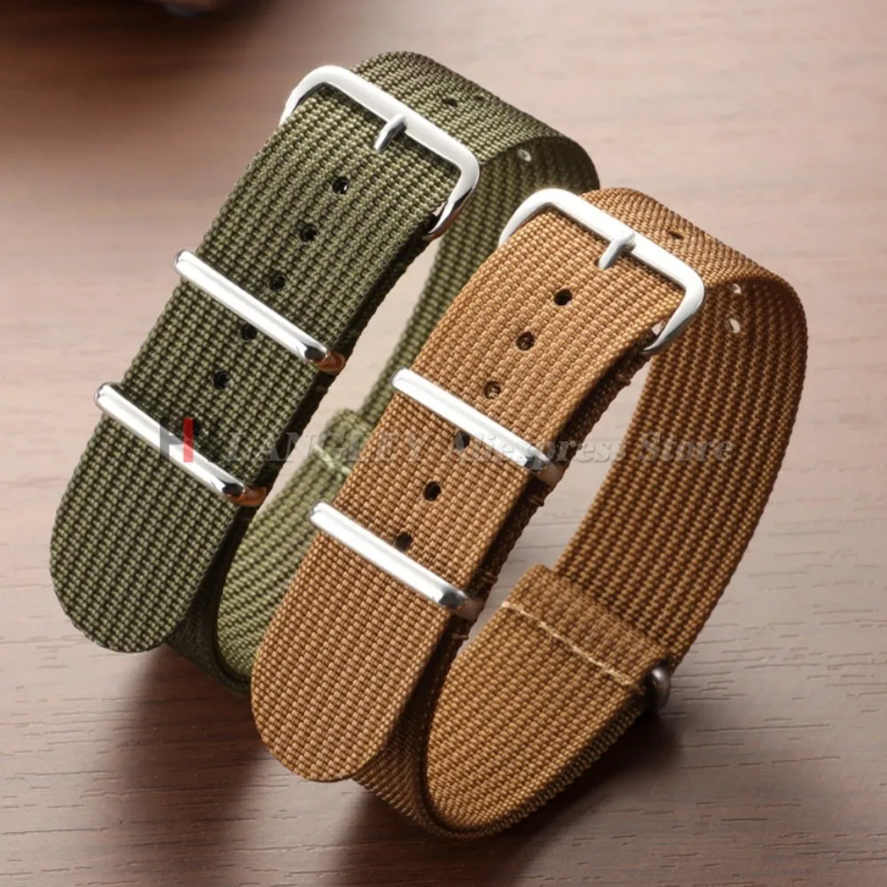 18mm 20mm 22mm High Quality Nylon Watch Strap Brown Green Black Band Military Casual Watchband Sport Bracelet Replacement Belts