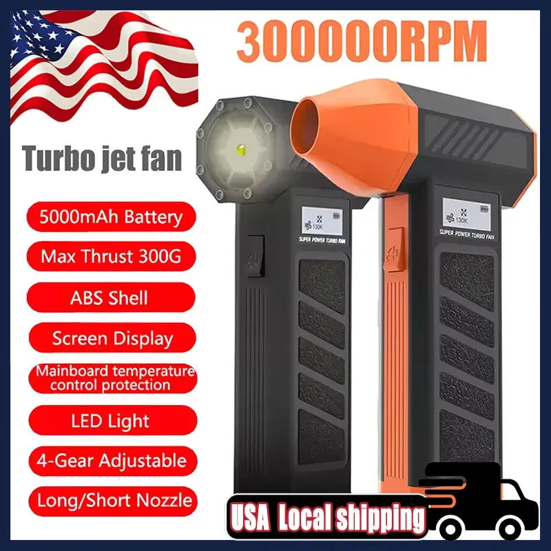 

Беспроводной струйный вентилятор, 300000 об/мин, бесщеточный двигатель, турбо-воздуходувка, автомобильный пылесос, освещение/цифровой дисплей, уличный портативный вентилятор